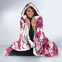Pink Hawaiian Hibiscus Monstera Hooded Blanket Grunge Stylized LT01 - Polynesian Pride