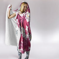 Pink Hawaiian Hibiscus Monstera Hooded Blanket Grunge Stylized LT01 - Polynesian Pride