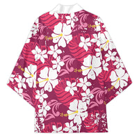 Pink Hawaiian Hibiscus Monstera Kimono Grunge Stylized