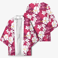 Pink Hawaiian Hibiscus Monstera Kimono Grunge Stylized