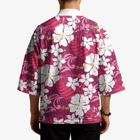 Pink Hawaiian Hibiscus Monstera Kimono Grunge Stylized