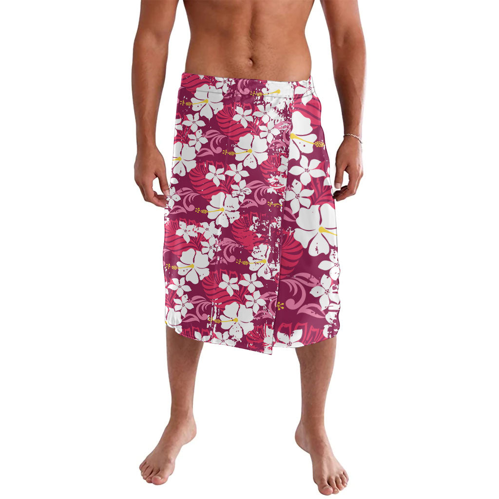 Pink Hawaiian Hibiscus Monstera Lavalava Grunge Stylized LT01 Pink - Polynesian Pride