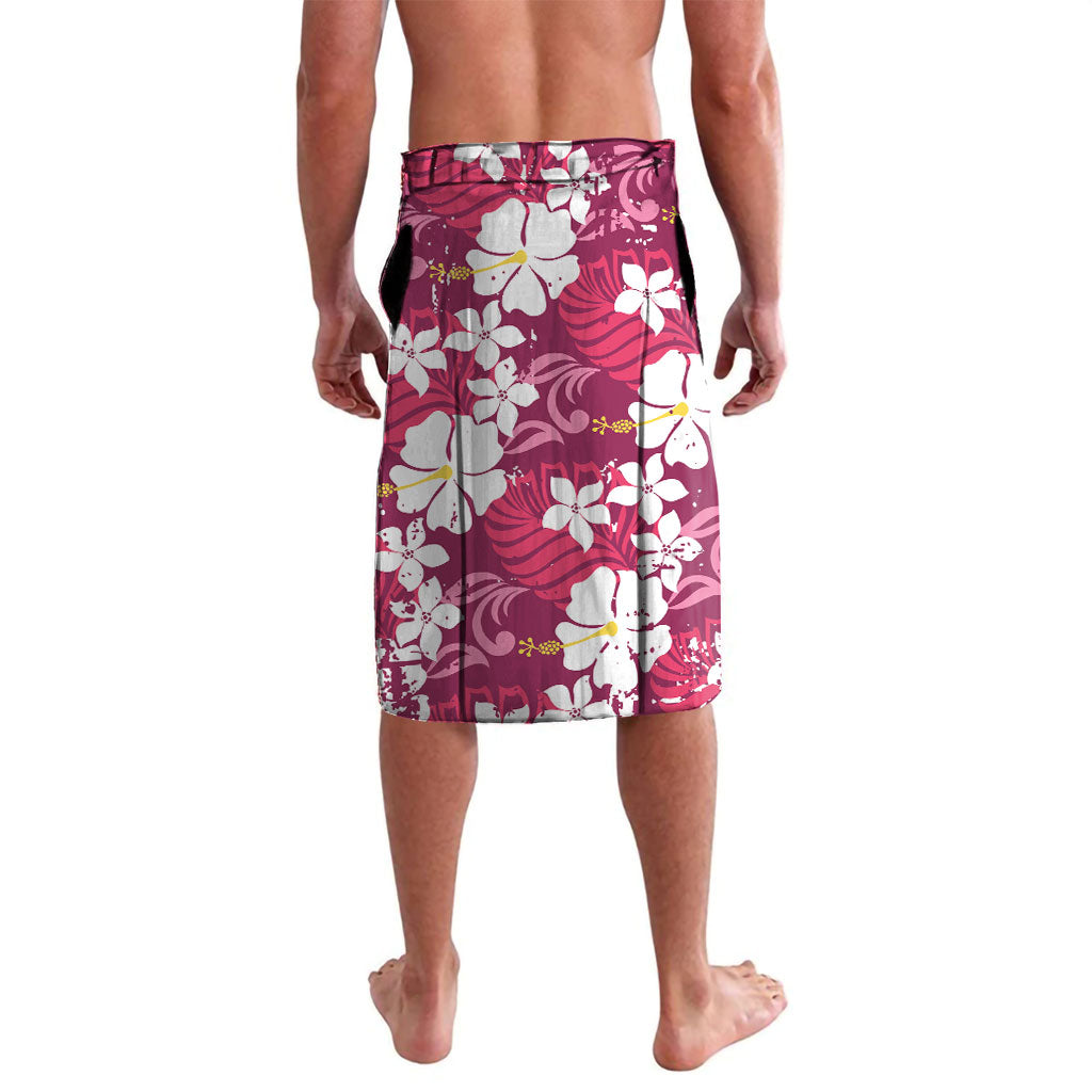 Pink Hawaiian Hibiscus Monstera Lavalava Grunge Stylized LT01 - Polynesian Pride