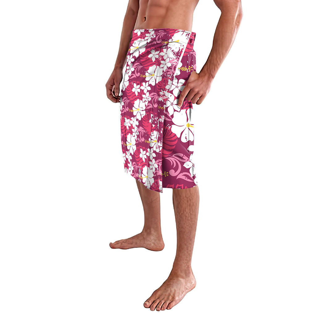 Pink Hawaiian Hibiscus Monstera Lavalava Grunge Stylized LT01 - Polynesian Pride