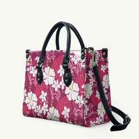 Pink Hawaiian Hibiscus Monstera Leather Bag Grunge Stylized LT01 Pink - Polynesian Pride