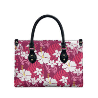 Pink Hawaiian Hibiscus Monstera Leather Bag Grunge Stylized LT01 - Polynesian Pride