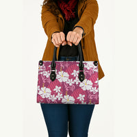 Pink Hawaiian Hibiscus Monstera Leather Bag Grunge Stylized LT01 - Polynesian Pride