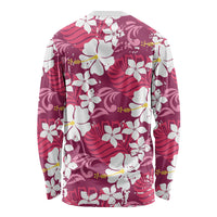 Pink Hawaiian Hibiscus Monstera Long Sleeve Shirt Grunge Stylized LT01 - Polynesian Pride