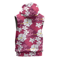 Pink Hawaiian Hibiscus Monstera Sleeveless Zip Hoodie Grunge Stylized LT01 - Polynesian Pride