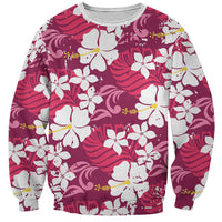 Pink Hawaiian Hibiscus Monstera Sweatshirt Grunge Stylized