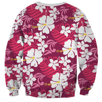 Pink Hawaiian Hibiscus Monstera Sweatshirt Grunge Stylized
