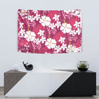 Pink Hawaiian Hibiscus Monstera Tapestry Grunge Stylized LT01 - Polynesian Pride