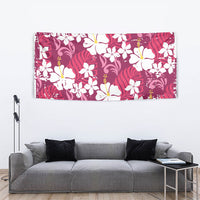 Pink Hawaiian Hibiscus Monstera Tapestry Grunge Stylized LT01 - Polynesian Pride