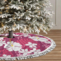 Pink Hawaiian Hibiscus Monstera Tree Skirt Grunge Stylized LT01 - Polynesian Pride