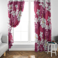 Pink Hawaiian Hibiscus Monstera Window Curtain Grunge Stylized