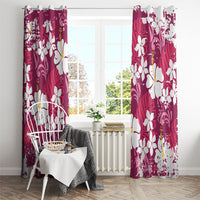 Pink Hawaiian Hibiscus Monstera Window Curtain Grunge Stylized