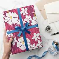 Pink Hawaiian Hibiscus Monstera Wrapping Paper Grunge Stylized