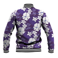 Purple Hawaiian Hibiscus Monstera Baseball Jacket Grunge Stylized