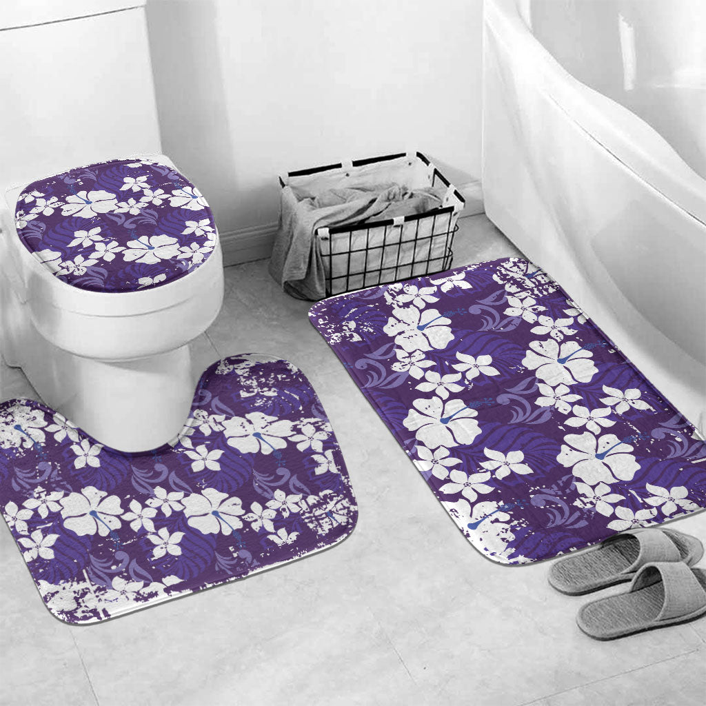 Purple Hawaiian Hibiscus Monstera Bathroom Set Grunge Stylized