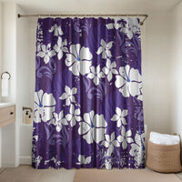 Purple Hawaiian Hibiscus Monstera Bathroom Set Grunge Stylized