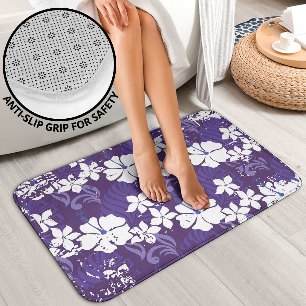Purple Hawaiian Hibiscus Monstera Bathroom Set Grunge Stylized