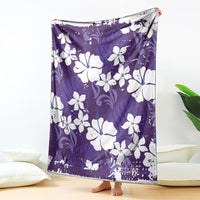 Purple Hawaiian Hibiscus Monstera Blanket Grunge Stylized
