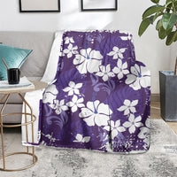 Purple Hawaiian Hibiscus Monstera Blanket Grunge Stylized