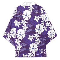 Purple Hawaiian Hibiscus Monstera Kimono Grunge Stylized LT01 - Polynesian Pride
