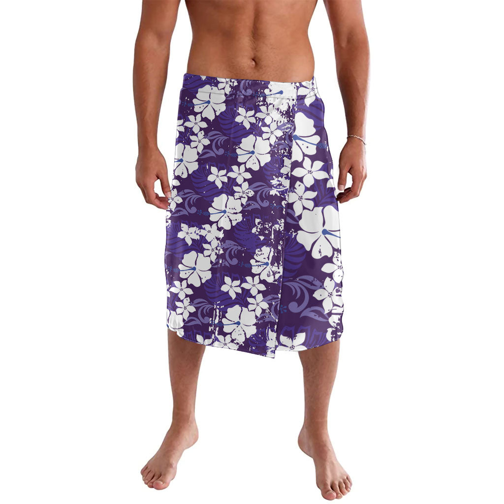 Purple Hawaiian Hibiscus Monstera Lavalava Grunge Stylized LT01 Purple - Polynesian Pride