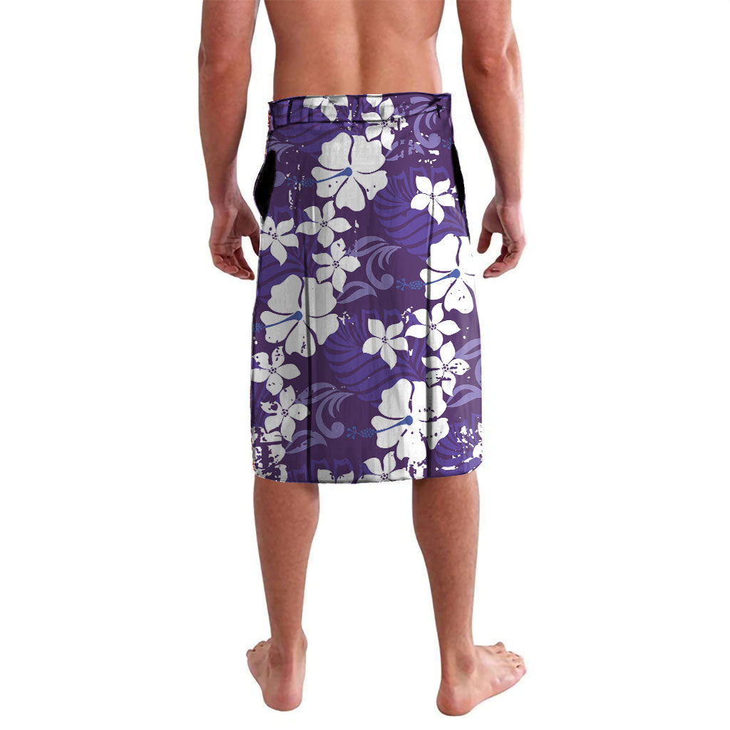 Purple Hawaiian Hibiscus Monstera Lavalava Grunge Stylized LT01 - Polynesian Pride