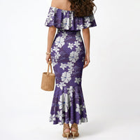 Purple Hawaiian Hibiscus Monstera Mermaid Dress Grunge Stylized LT01 - Polynesian Pride