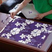 Purple Hawaiian Hibiscus Monstera Puzzle Grunge Stylized