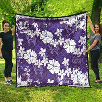 Purple Hawaiian Hibiscus Monstera Quilt Grunge Stylized LT01 - Polynesian Pride