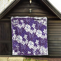 Purple Hawaiian Hibiscus Monstera Quilt Grunge Stylized LT01 - Polynesian Pride