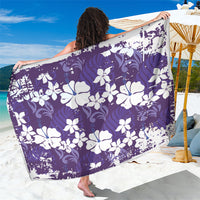 Purple Hawaiian Hibiscus Monstera Sarong Grunge Stylized LT01 One Size 44 x 66 inches Purple - Polynesian Pride