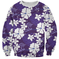 Purple Hawaiian Hibiscus Monstera Sweatshirt Grunge Stylized LT01 Unisex Purple - Polynesian Pride