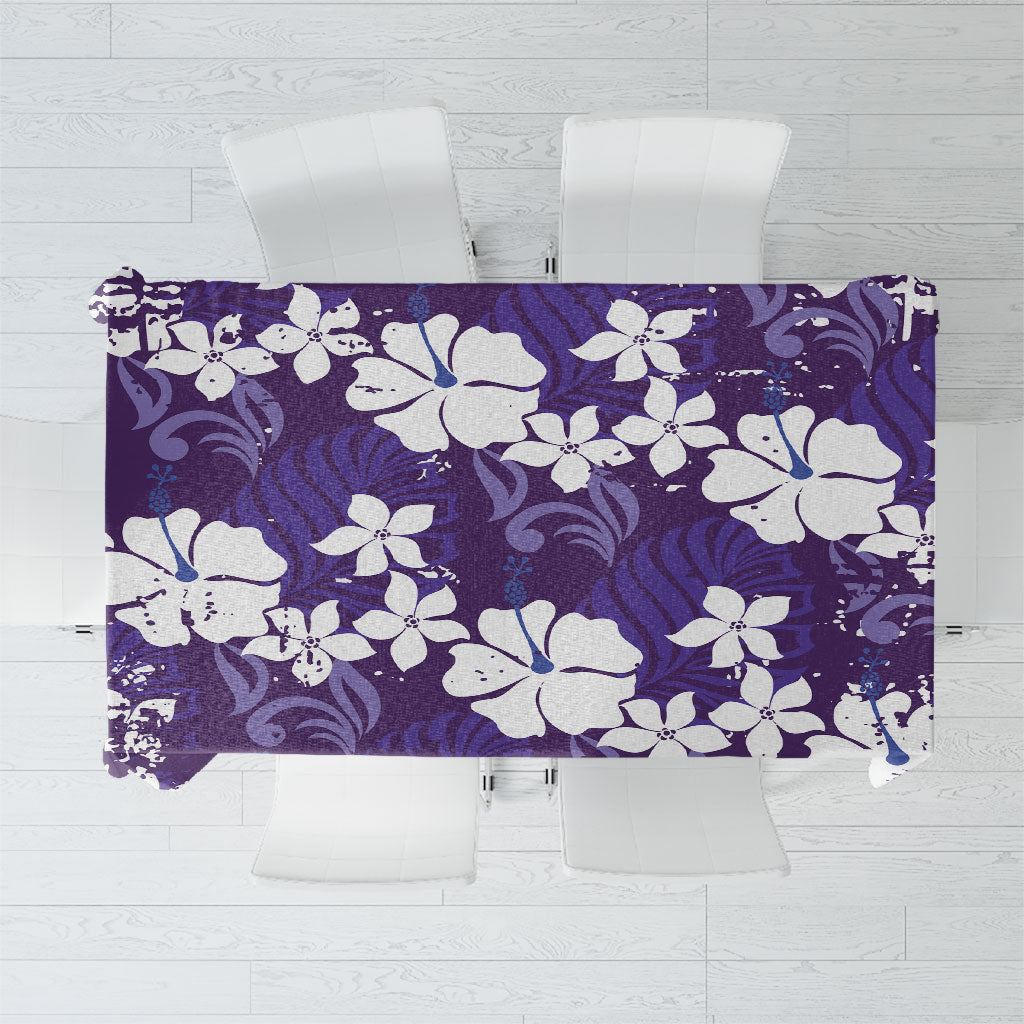 Purple Hawaiian Hibiscus Monstera Tablecloth Grunge Stylized
