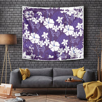 Purple Hawaiian Hibiscus Monstera Tapestry Grunge Stylized LT01 Purple - Polynesian Pride