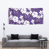Purple Hawaiian Hibiscus Monstera Tapestry Grunge Stylized LT01 - Polynesian Pride