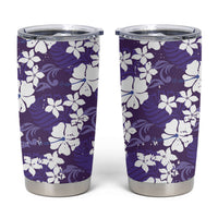 Purple Hawaiian Hibiscus Monstera Tumbler Cup Grunge Stylized LT01 Purple - Polynesian Pride