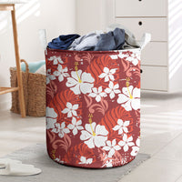 Red Hawaiian Hibiscus Monstera Laundry Basket Grunge Stylized LT01 Red - Polynesian Pride