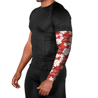 Red Hawaiian Hibiscus Monstera Arm Sleeves Grunge Stylized LT01 - Polynesian Pride