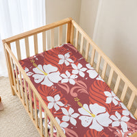Red Hawaiian Hibiscus Monstera Baby Bed Cover Grunge Stylized LT01 - Polynesian Pride