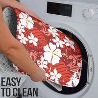 Red Hawaiian Hibiscus Monstera Bathroom Set Grunge Stylized