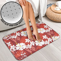 Red Hawaiian Hibiscus Monstera Bathroom Set Grunge Stylized