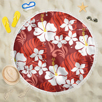 Red Hawaiian Hibiscus Monstera Beach Blanket Grunge Stylized LT01 One Size 150cm Red - Polynesian Pride