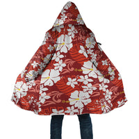 Red Hawaiian Hibiscus Monstera Cloak Grunge Stylized LT01 Unisex Red - Polynesian Pride