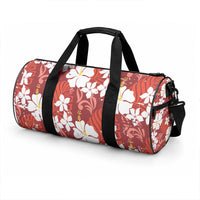 Red Hawaiian Hibiscus Monstera Duffle Bag Grunge Stylized LT01 - Polynesian Pride