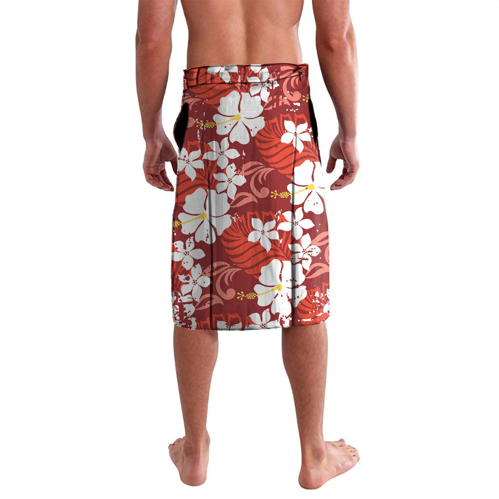 Red Hawaiian Hibiscus Monstera Lavalava Grunge Stylized