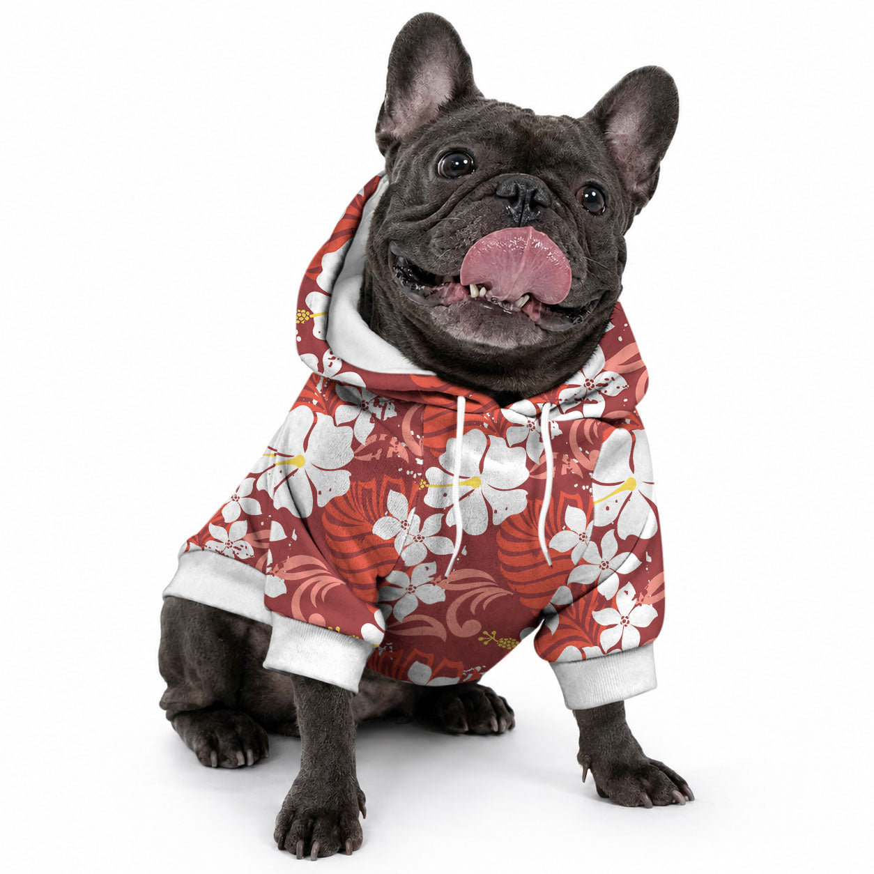 Red Hawaiian Hibiscus Monstera Pet Hoodie Grunge Stylized LT01 - Polynesian Pride